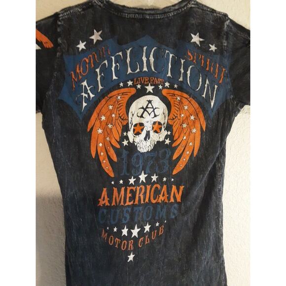 Affliction Motor Spirit American Custom Graphic Tee Shirt Y2K Wings Style Small - Picture 5 of 12